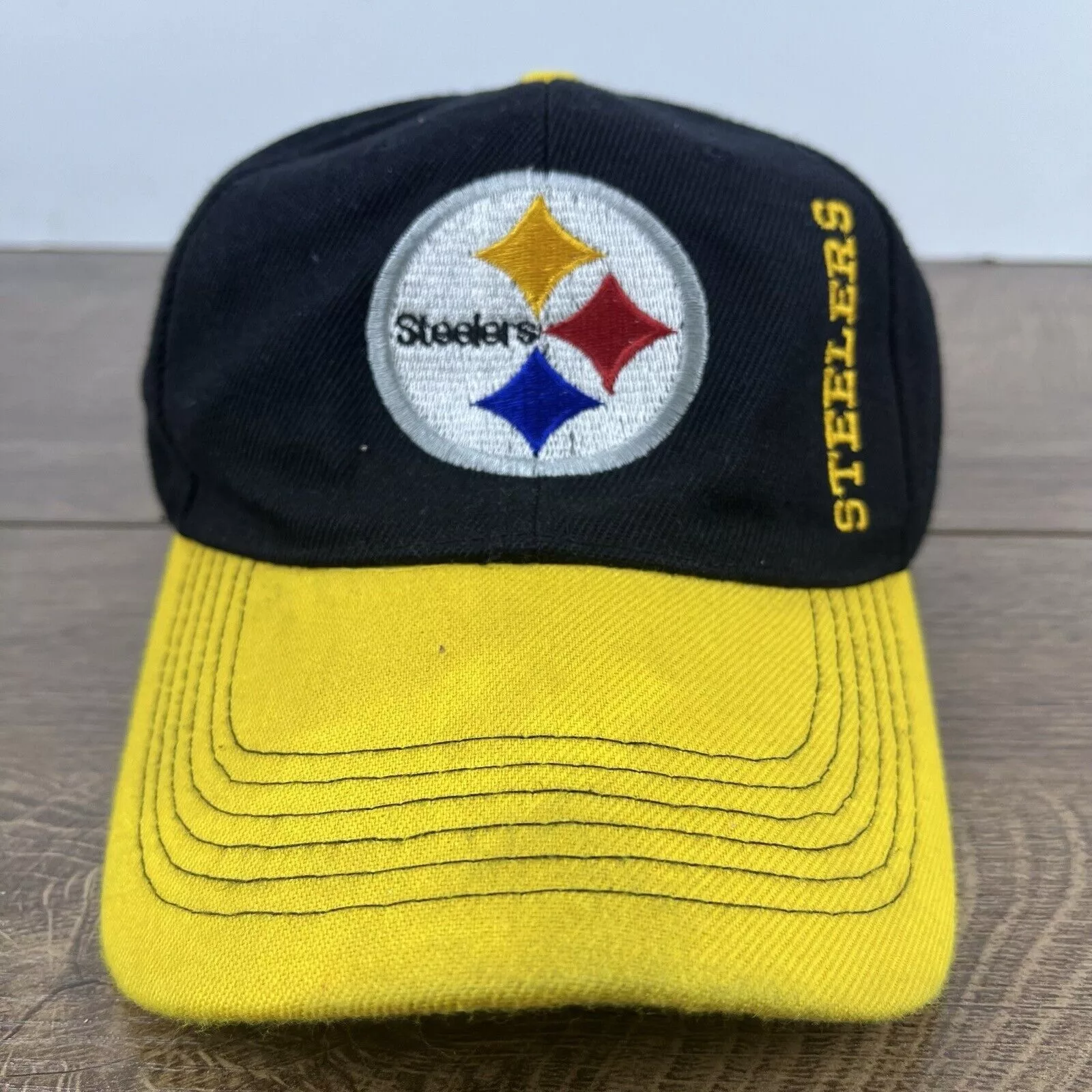Other Hats Other Pittsburgh Steelers Hat Yellow Bill Black Hat Adjustable Bla