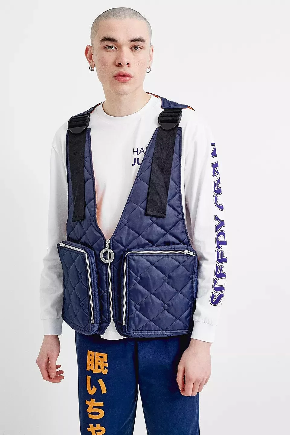 Other Vests Other HANGER UO Exclusive Navy Quilted Ripstop Gilet Blue Streetwear