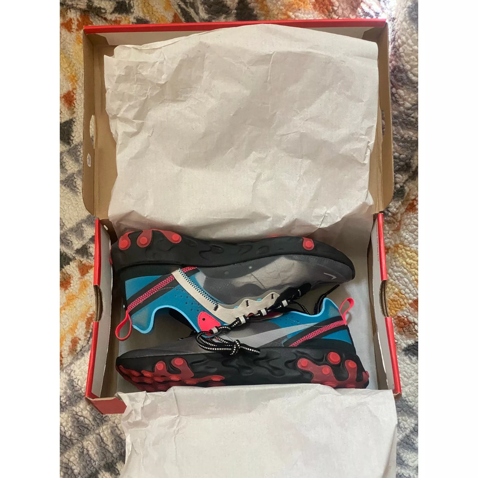 Nike Low Top Sneakers Nike React Element 87 "Solar Red" m 8 /w 9.5 Black