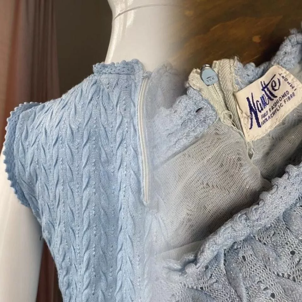 Vintage Crop Tops Vintage Older Glitter Vest Blue