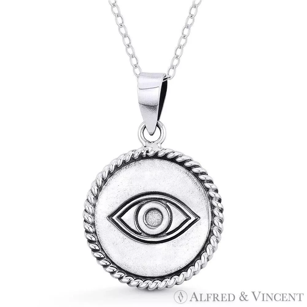 Other Necklaces Other Evil Eye Luck Charm 27mm Circle Pendant Silver