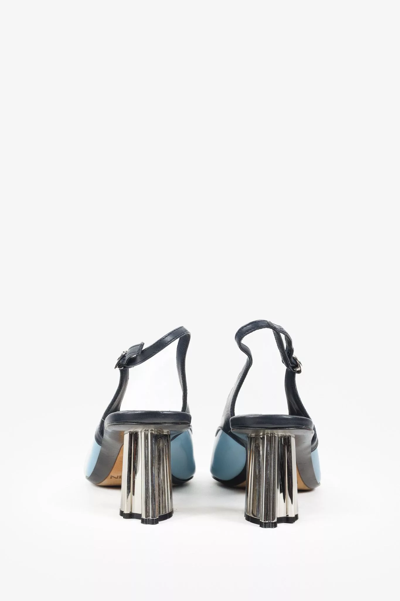 Lanvin Heels Lanvin M&E Leather Slingback Heels Blue