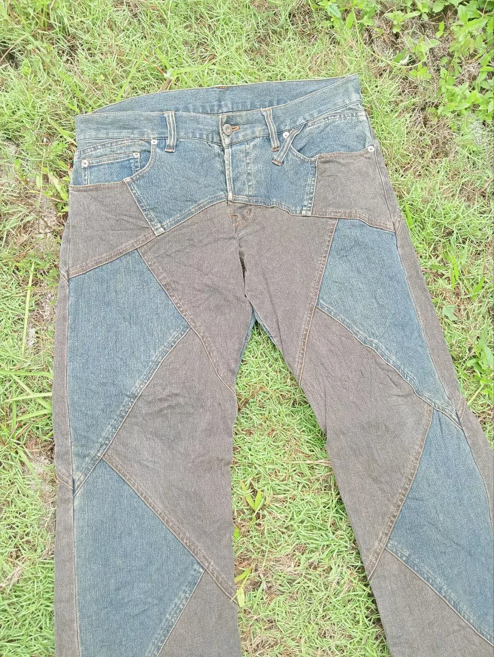 20471120 Denim 20471120 JAPANESE MODERN LOVERS PATCHWORK STRETCH JEANS Black Streetwear