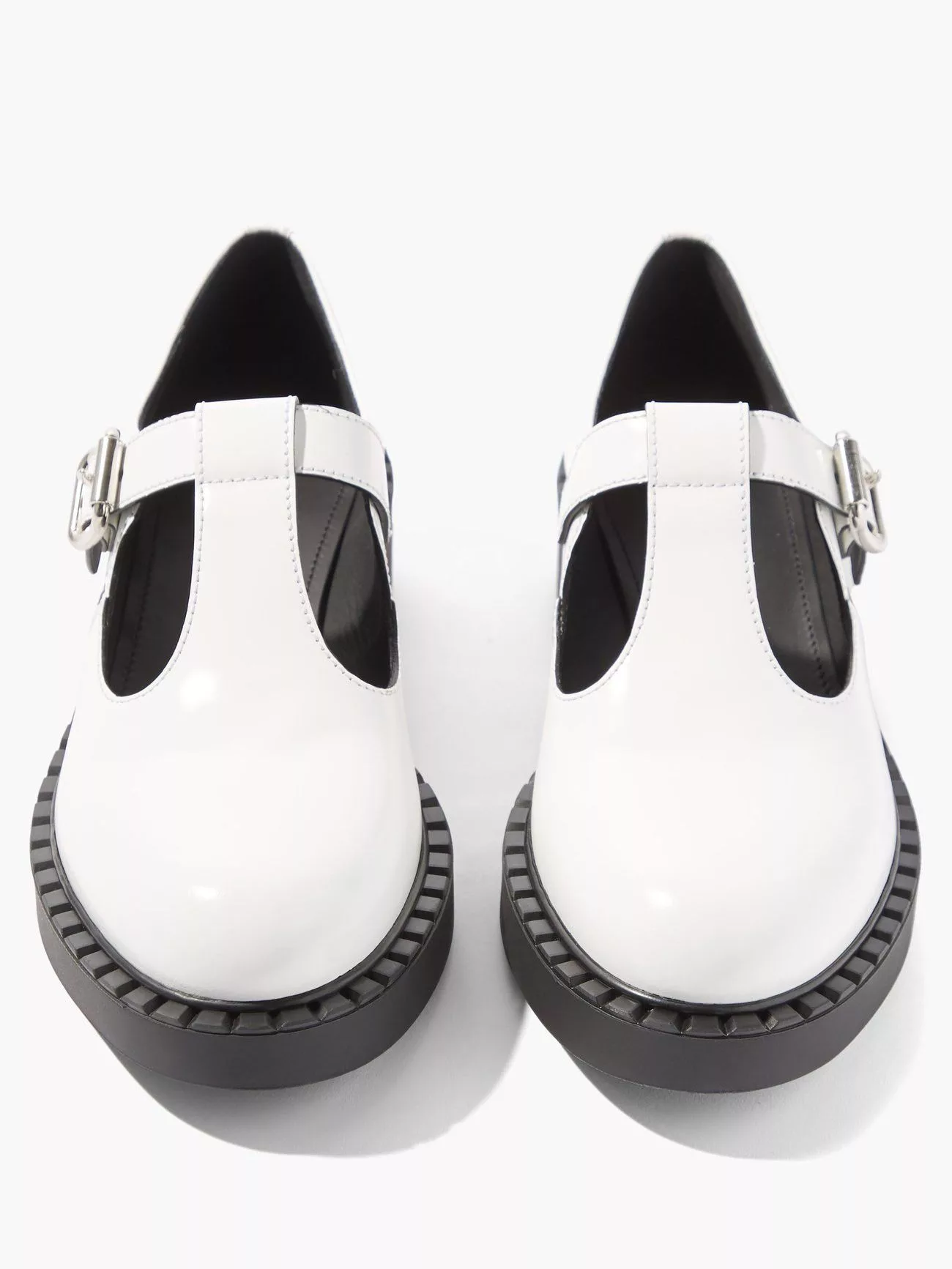 Prada Flats Prada Logo-print Leather Mary Jane Flats White
