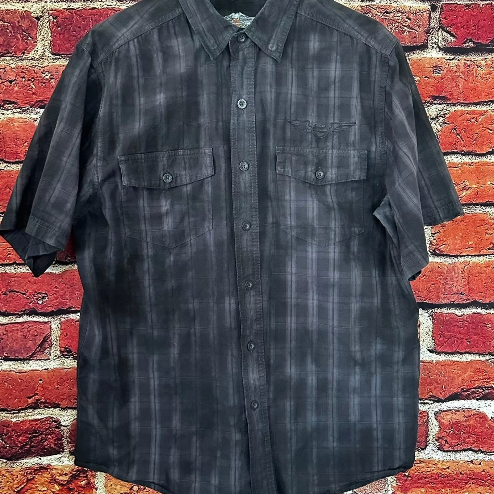 Harley Davidson Shirts Button Ups Harley Davidson short sleeve button down shirt Black