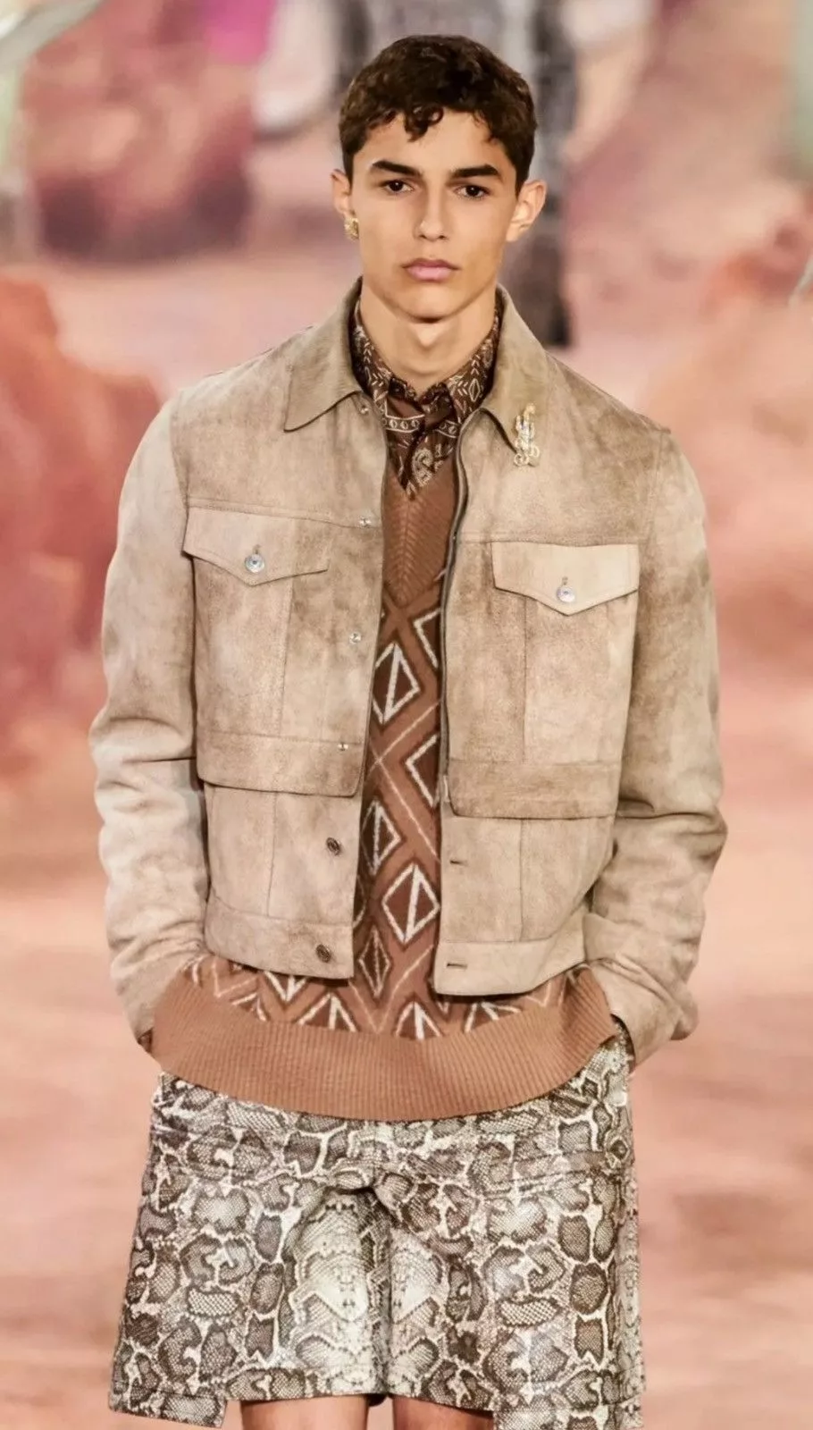 Dior Leather Jackets Dior x Cactus Jack Brown Leather Layered Jacket Beige
