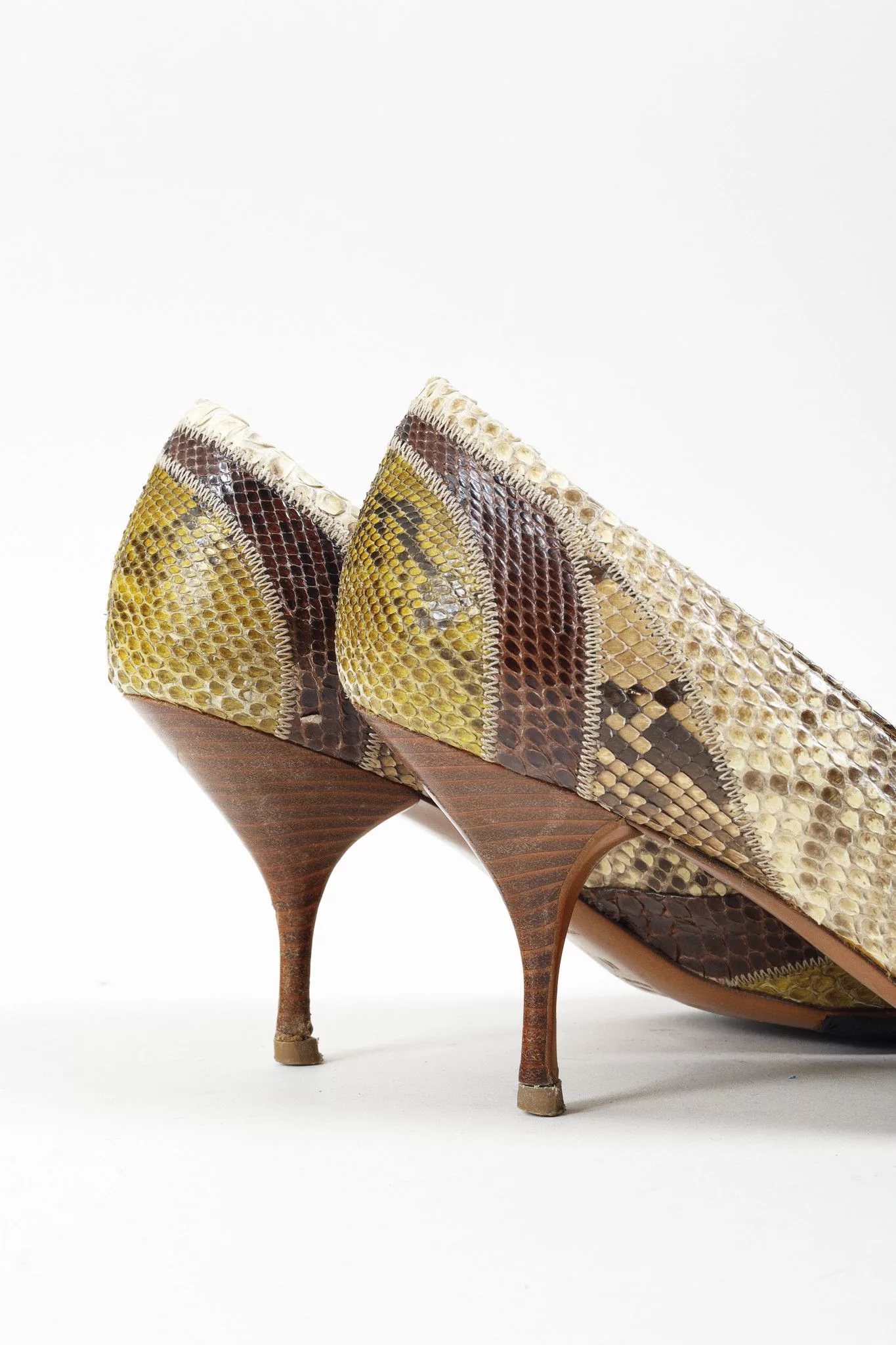 Prada Heels Prada Brown Patchwork Python D'Orsay Pumps Multi