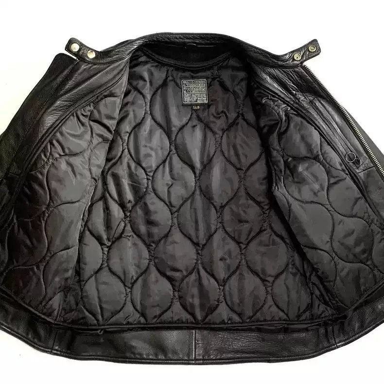 Kadoya Leather Jackets kadoyaStraight-pull collar leather coat Black