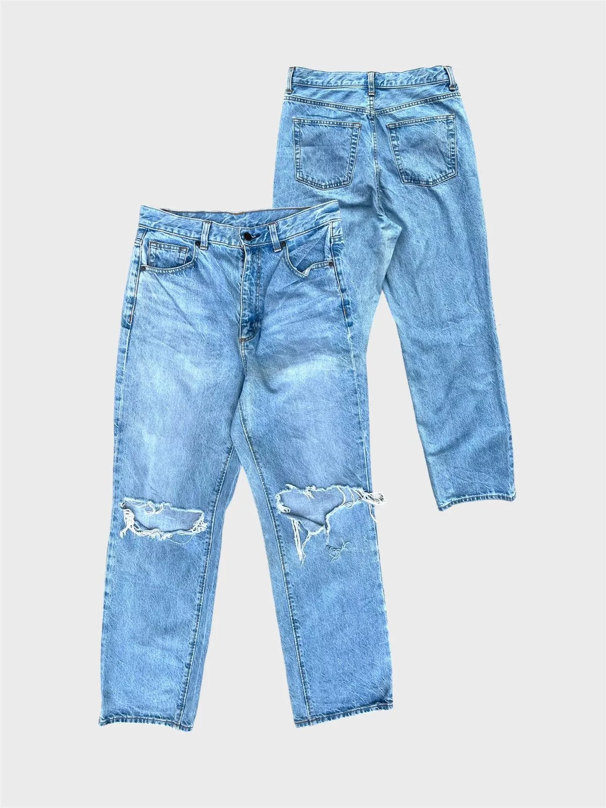 Jean Denim 🔥 Gu Jeans Light Blue Distressed Denim W29 🔥 Streetwear
