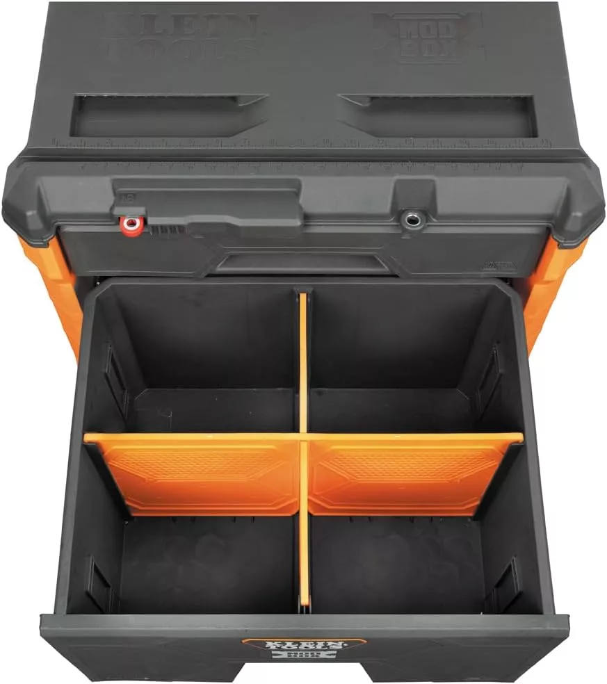 Klein Tools 54801MB MODbox Rolling Drawer Tool Box, Heavy-Duty Double Drawer Tool Organizer, Deep Stackable Set