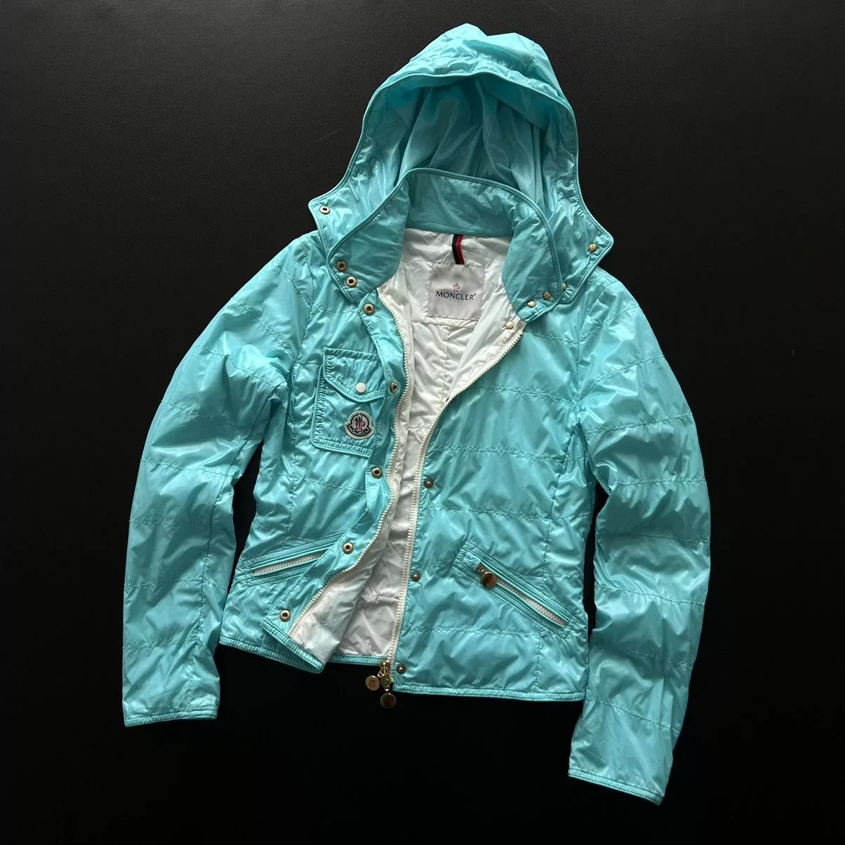 Moncler Jackets Luxury Moncler Women’s Polyamide Blue Light Jacket Size XS Vintage