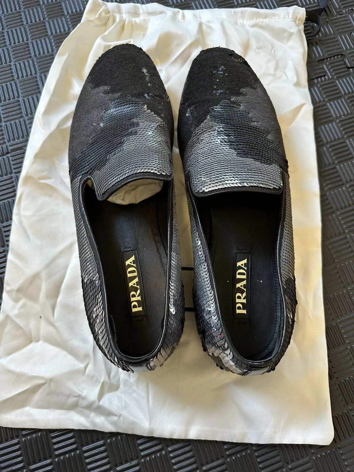 Prada Formal Shoes Sequin Prada loafers Black