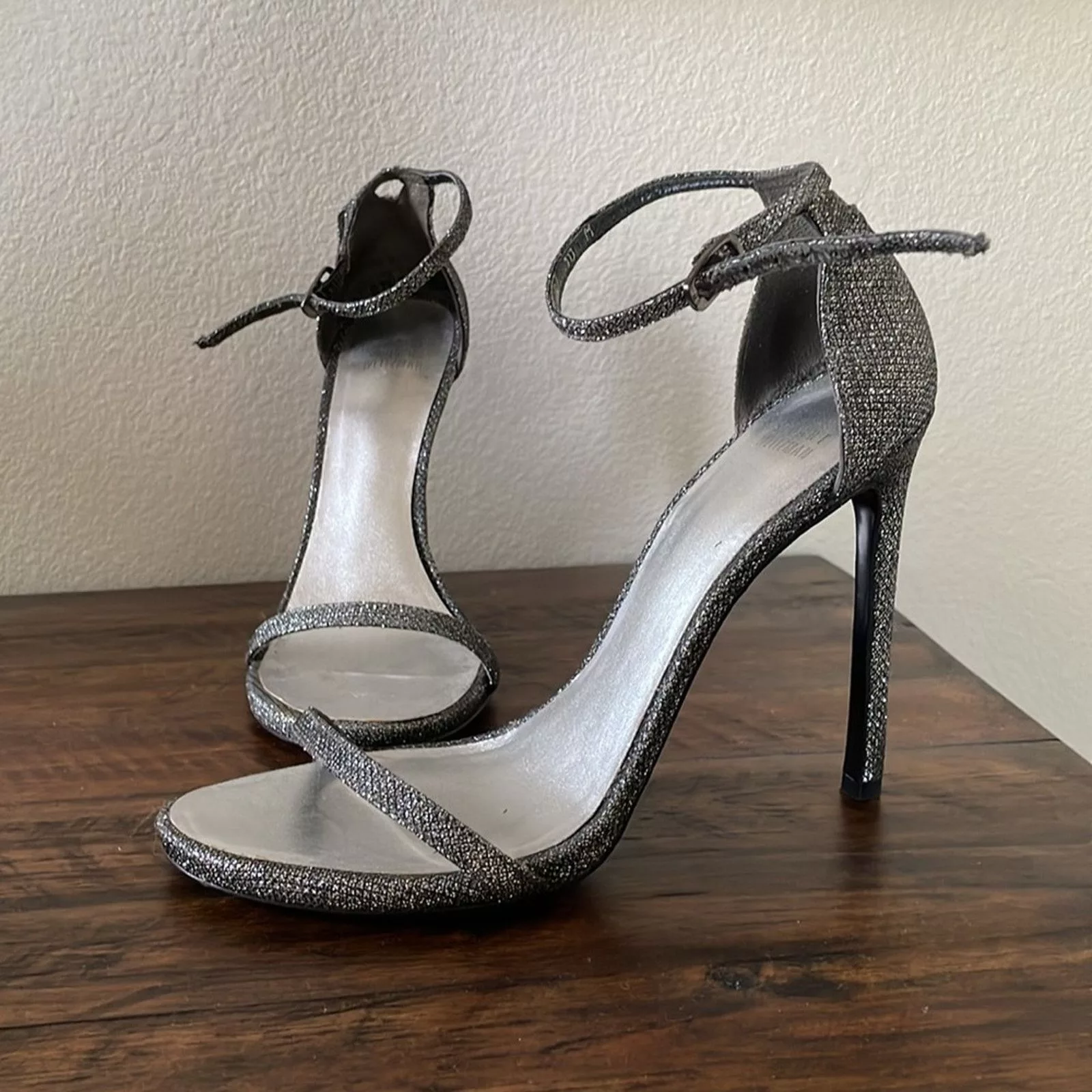 Stuart Weitzman Boots stuart weitzman nudist gray silver sparkly metallic heel