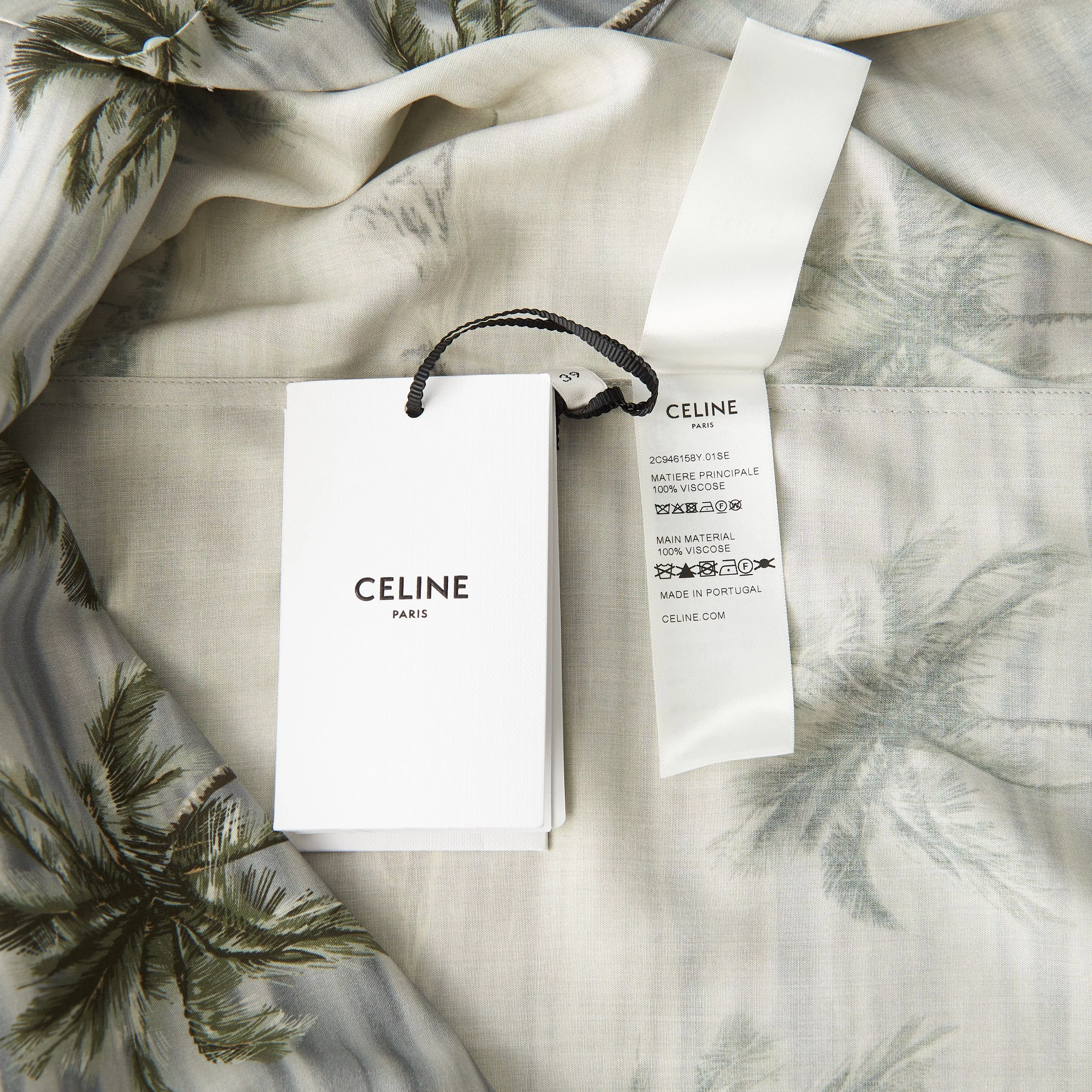 Celine Shirts Button Ups Celine Loose Hawaiian Shirt - Archipelago Print Viscose Gray