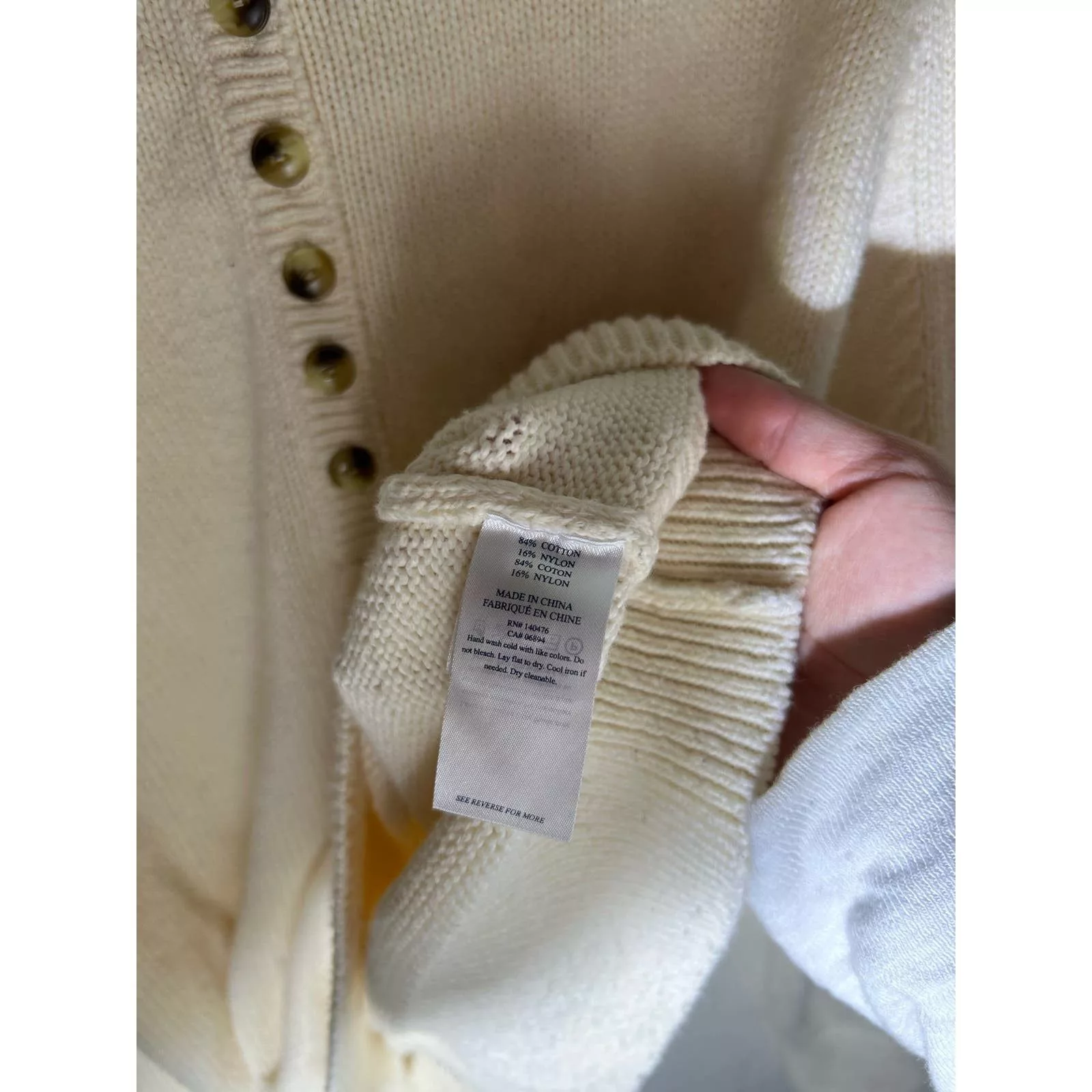 Faherty Sweaters Faherty Cozy Cotton Henley Sweater In Beige Size XL