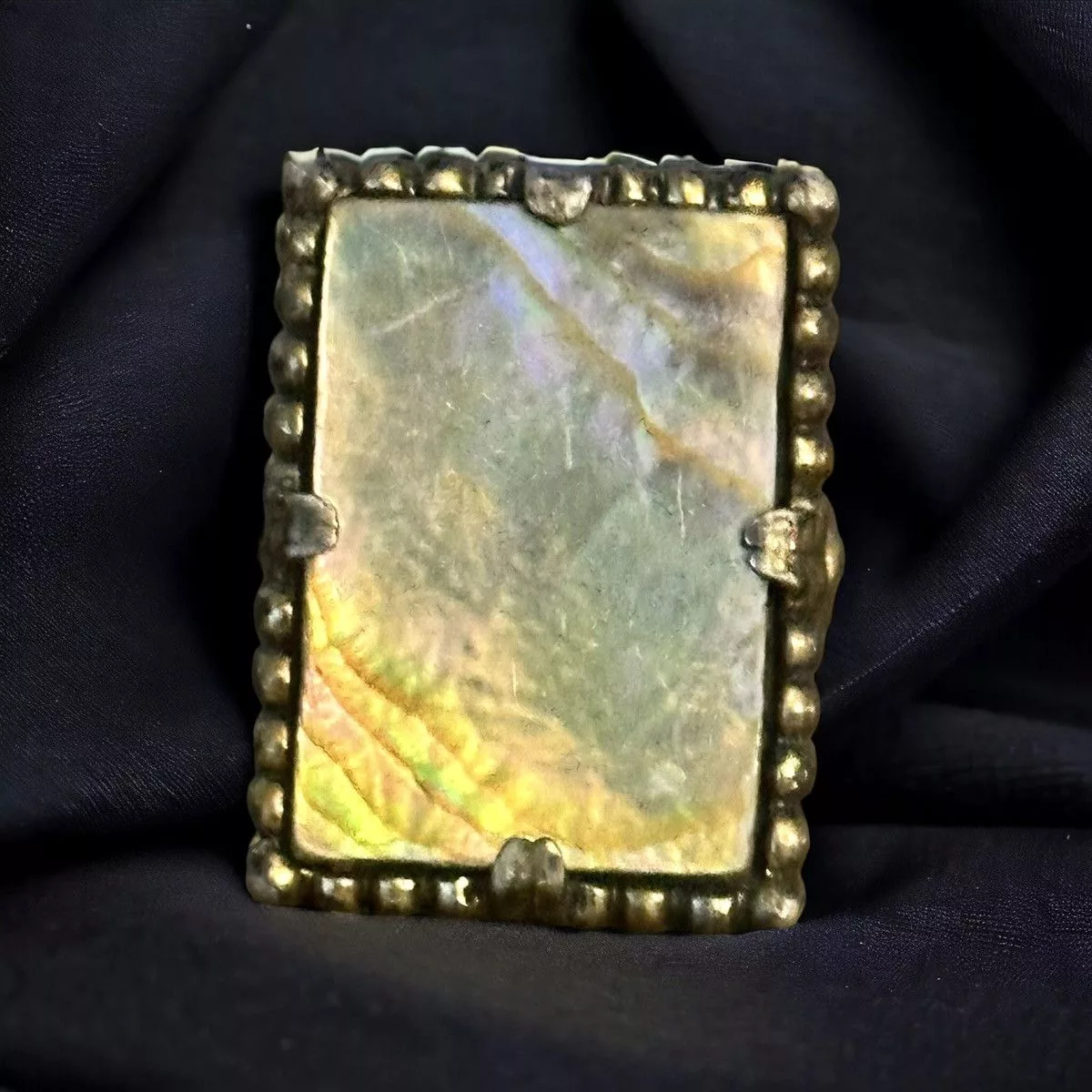 Vintage Rings Vintage rectangular abalone adjustable ring Silver
