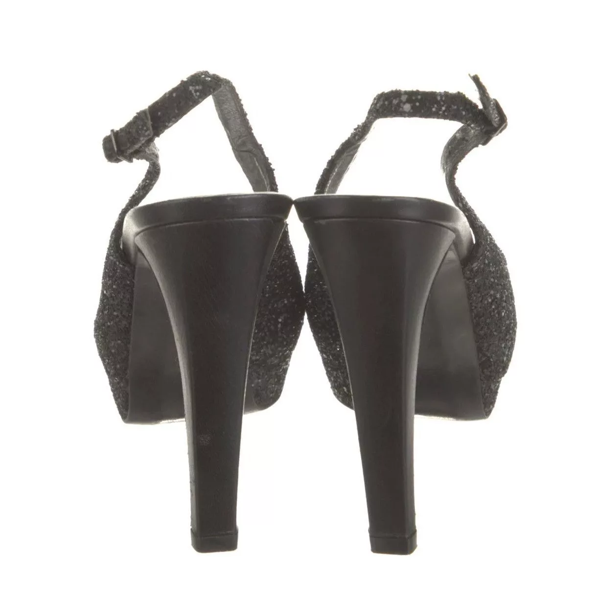 Stuart Weitzman Heels STUART WEITZMAN Black Glitter Platform Slingback Pumps Size: