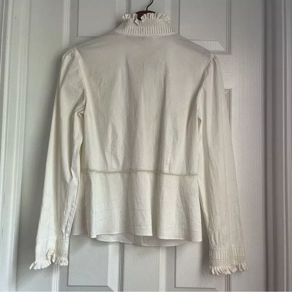 Prada Blouses PRADA Pearl White Lace Button Down Collared Women's Blouse
