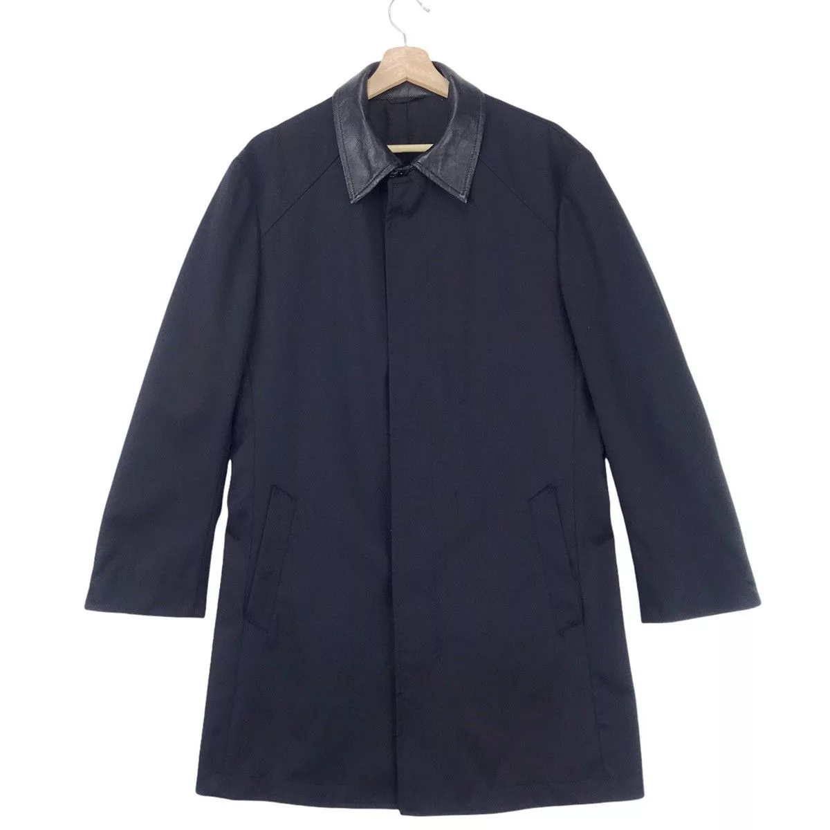 Designer Parkas Designer × Versace Versace Collection Leather Collar Overcoat Black