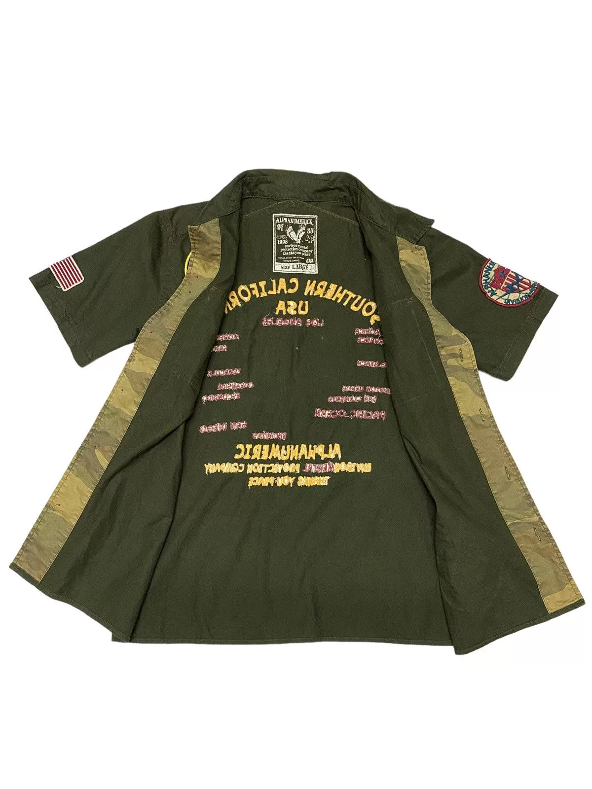Alphanumeric Shirts Button Ups Alphanumeric Sourthern California Military Shirt (C1) Green Vintage