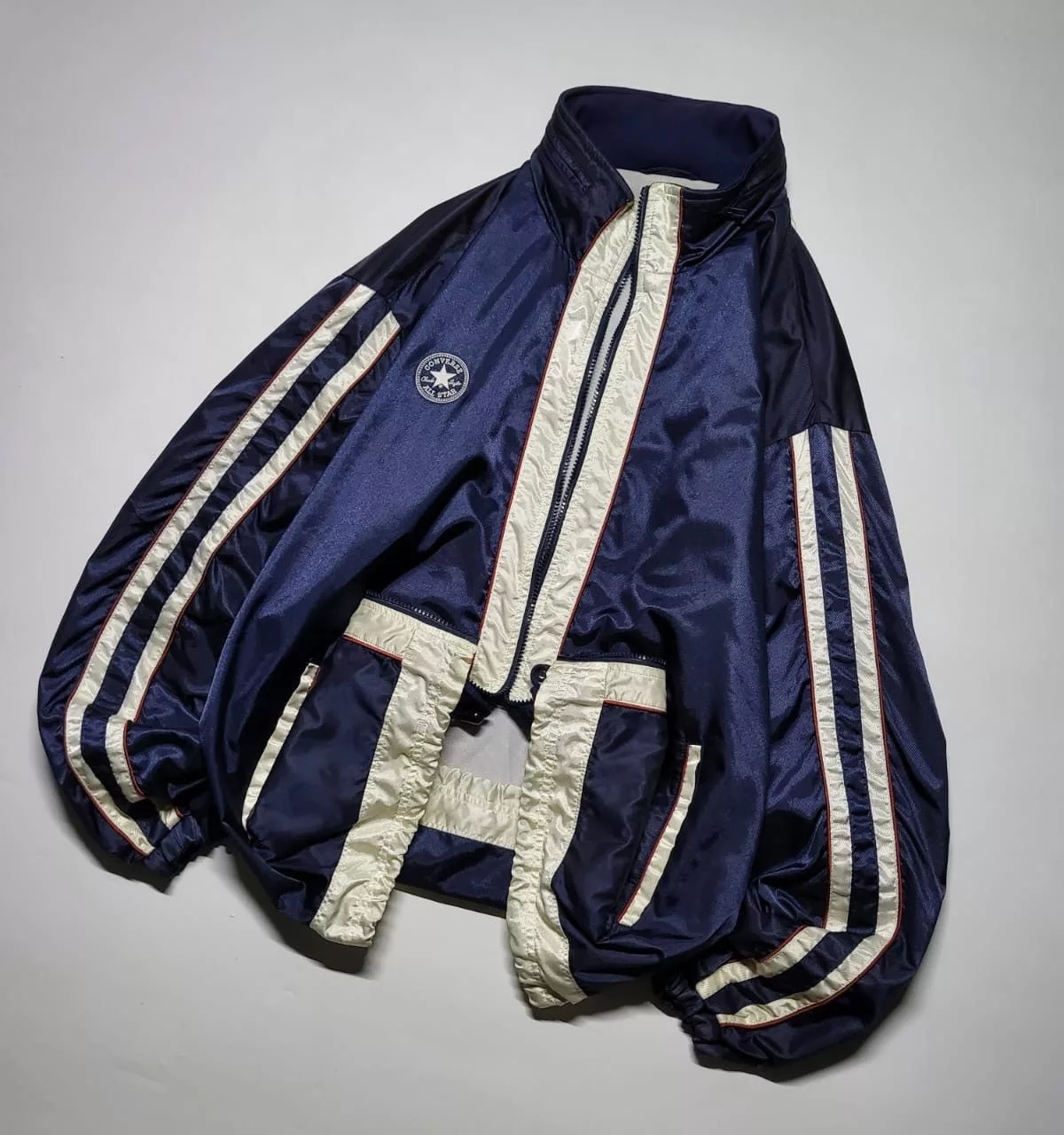 Converse Light Jackets Converse × Vintage Converse navy metallic biglogo Windbreaker Jacket Blue