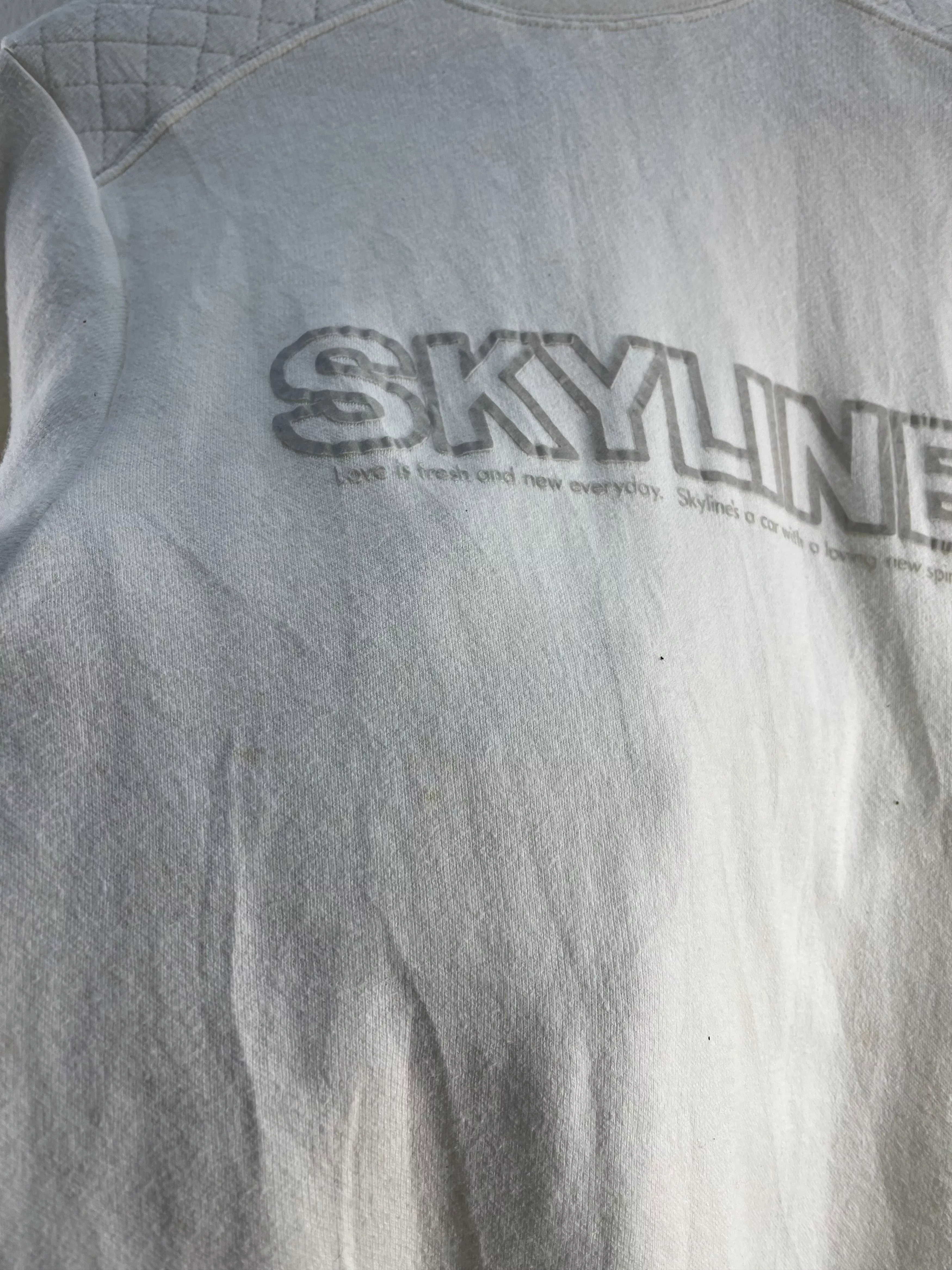 Japanese Brand Sweatshirts Japanese Brand Vintage Skyline Spellout Crewneck Sweatshirt White