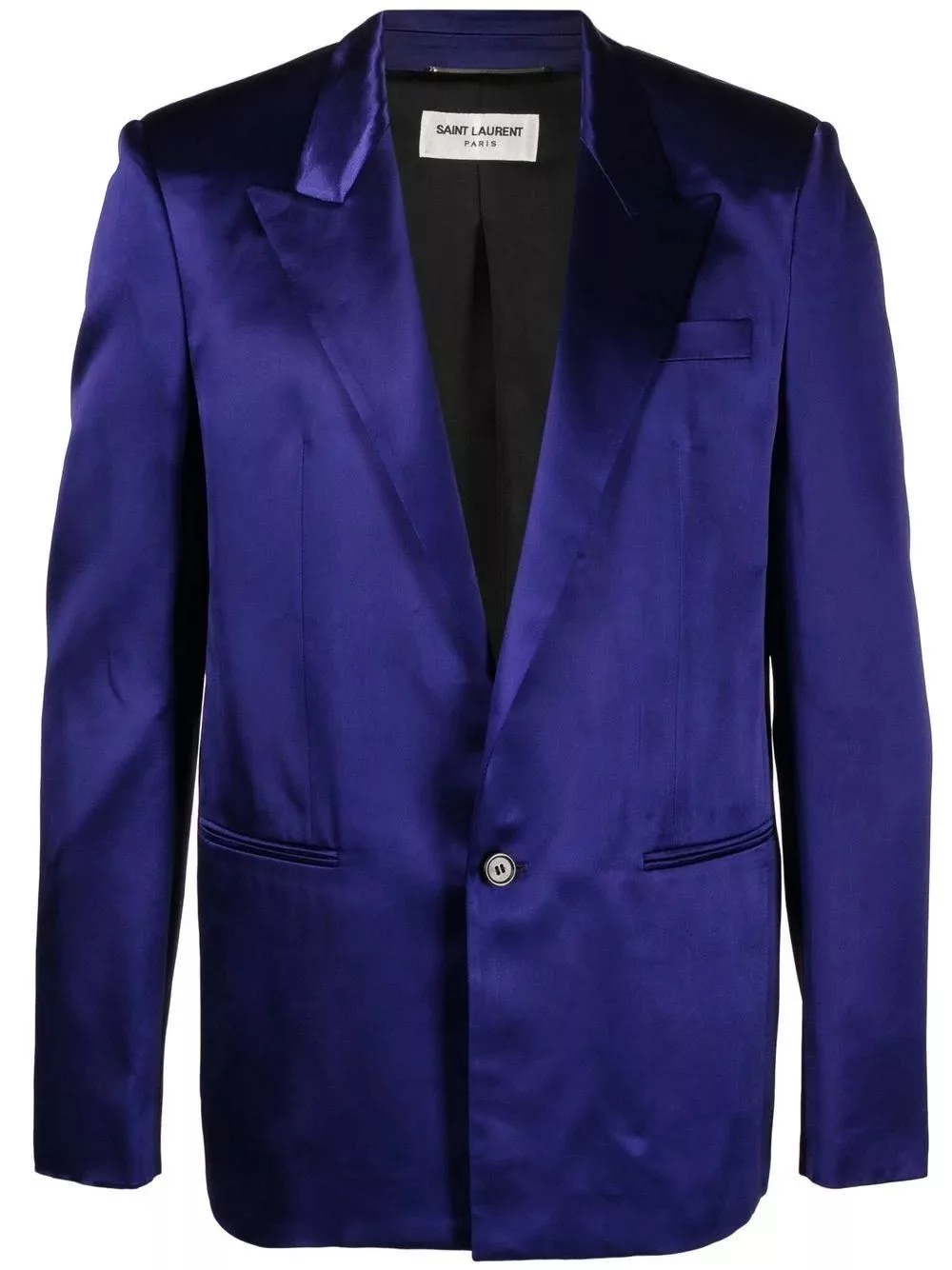 Saint Laurent Paris Light Jackets Saint Laurent Paris o1s1wg110724 Fitted Single-Breasted Jacket Shiny Royal Blue