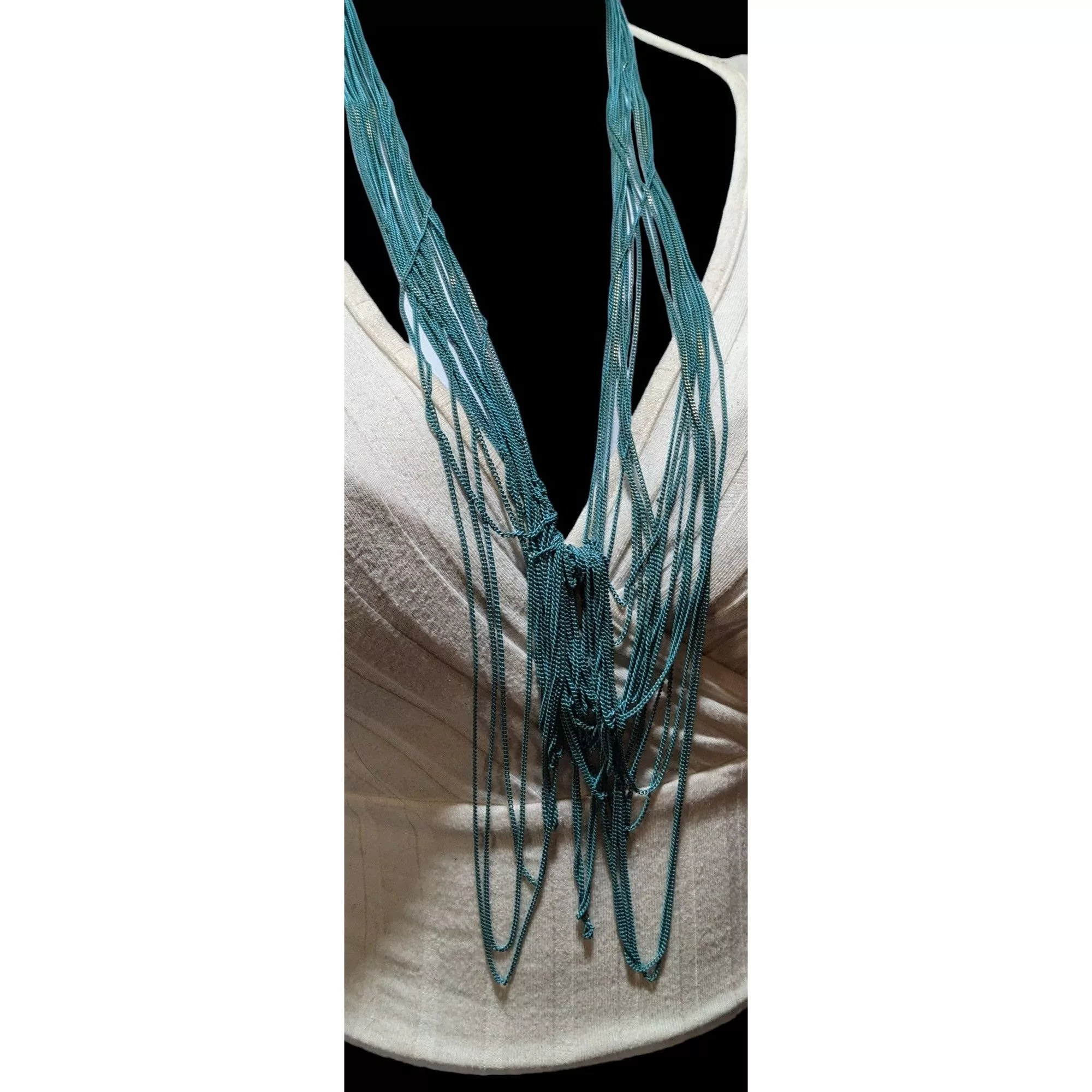 Other Necklaces Other Abstract Blue Multilayer Chain Necklace