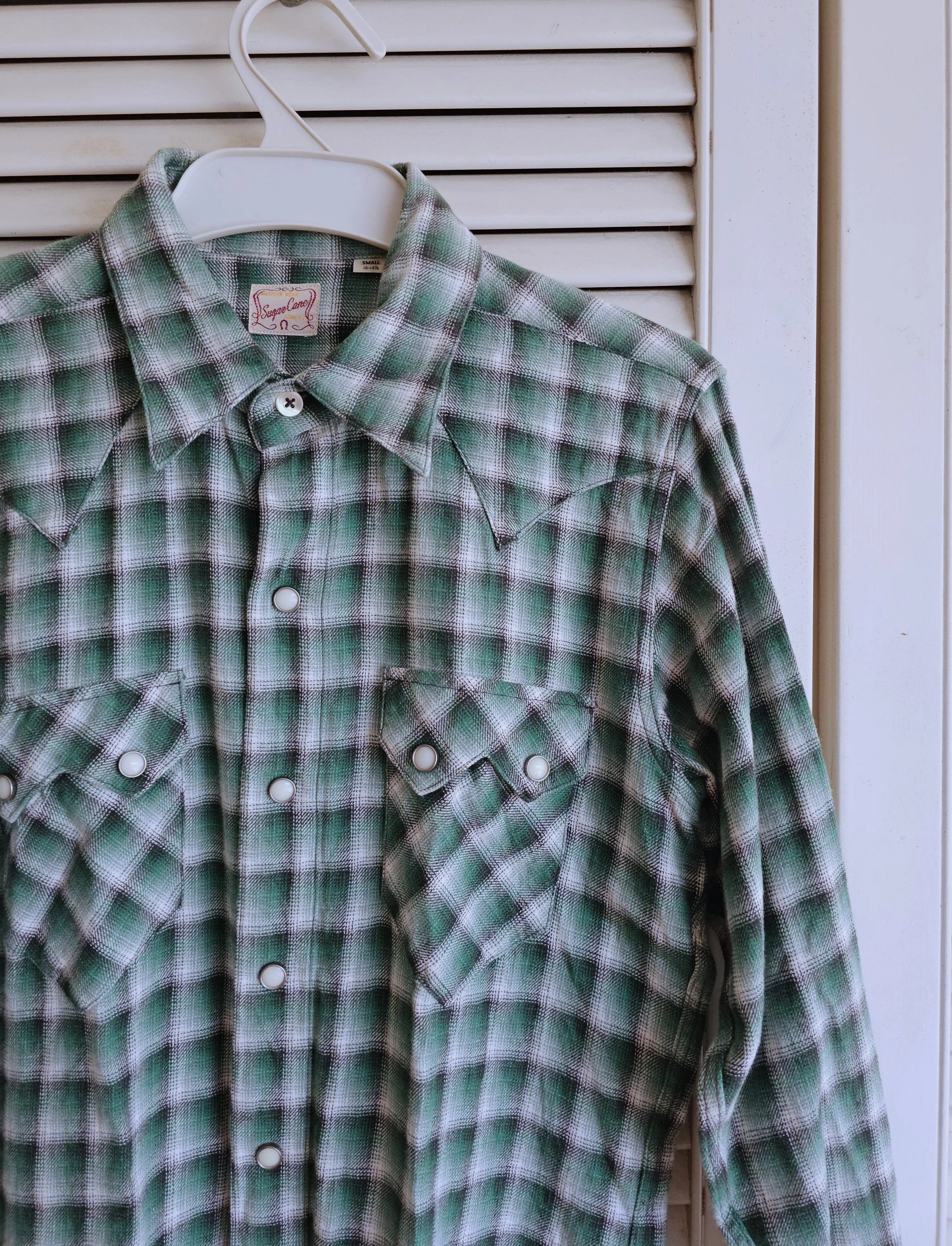 Sugar Cane Shirts Button Ups Sugar Cane Heavyweight Flannel Green