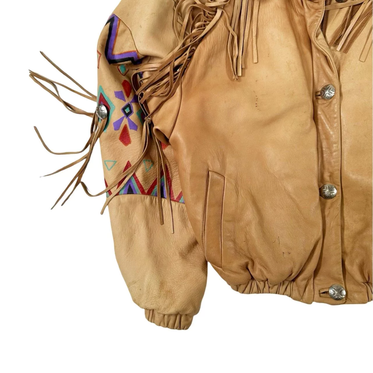 Vintage Leather Jackets Vintage 90s Casserly Tassel Leather Custom Jacket Brown Streetwear