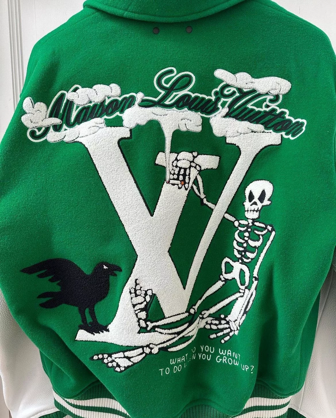 Louis Vuitton Light Jackets Louis Vuitton FW21 Green & White Varsity Jacket