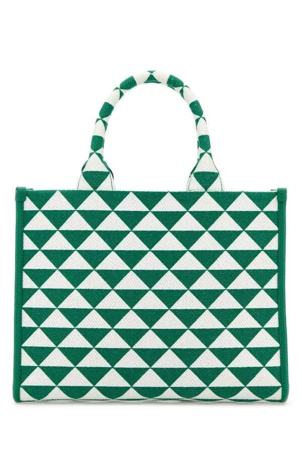 Prada Handle Bags Prada Embroidered Fabric Small Symbole Shopping Bag Multi