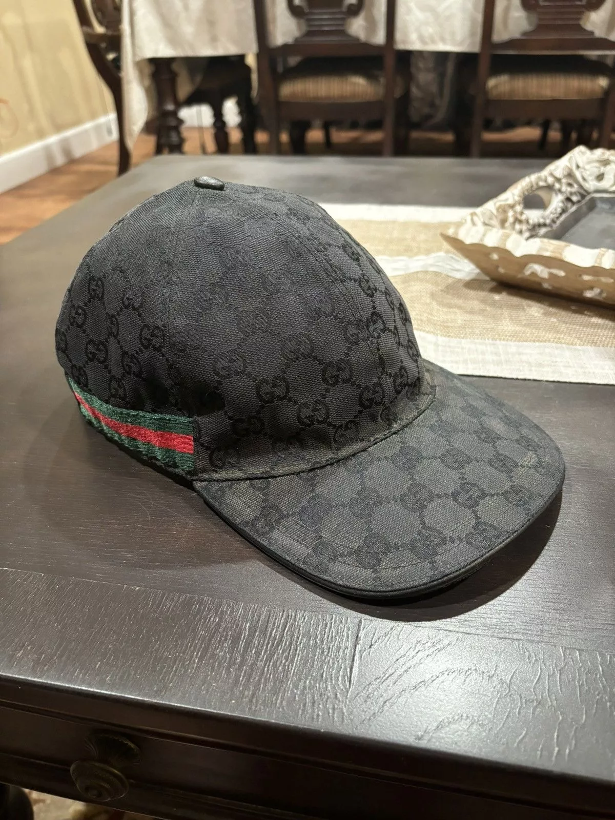 Gucci Hats Gucci ORIGINAL GG CANVAS BASEBALL HAT WITH WEB Black