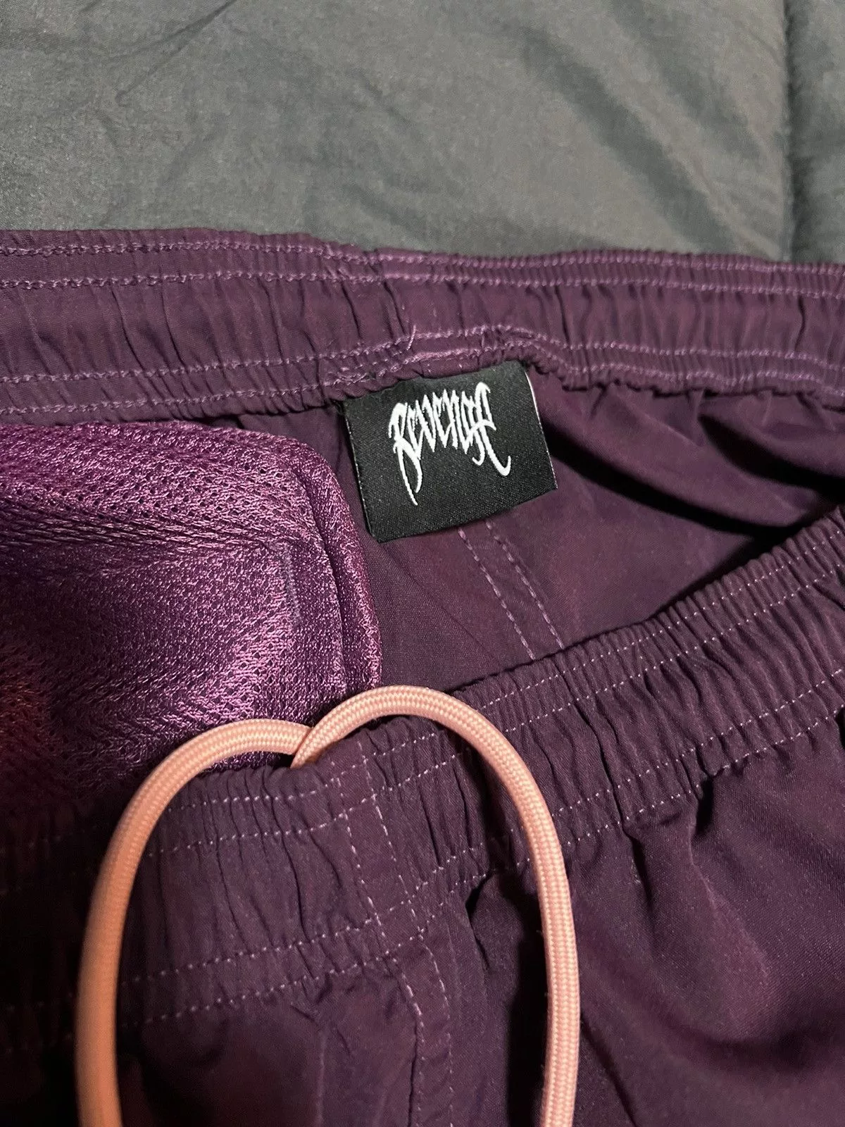 Revenge Shorts Revenge Maroon Nylon Shorts Red