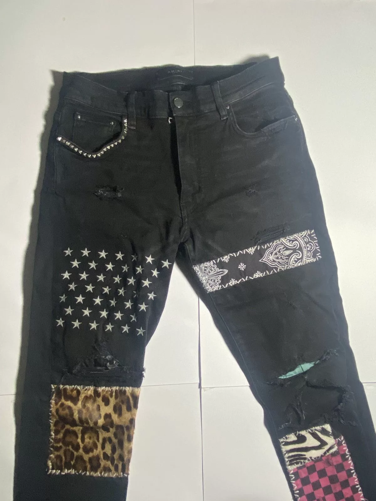 Amiri Denim Amiri Animal Leopard Jeans Black