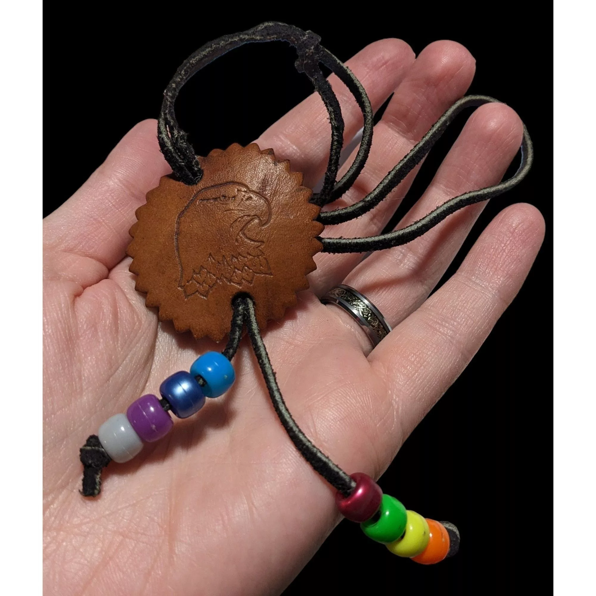 Other Necklaces Other Handmade Leather Eagle Medallion Necklace Multi