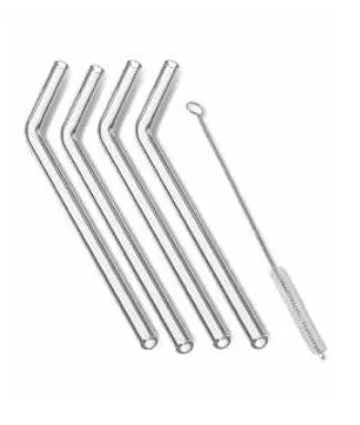 Glass Bent Straws 4/set