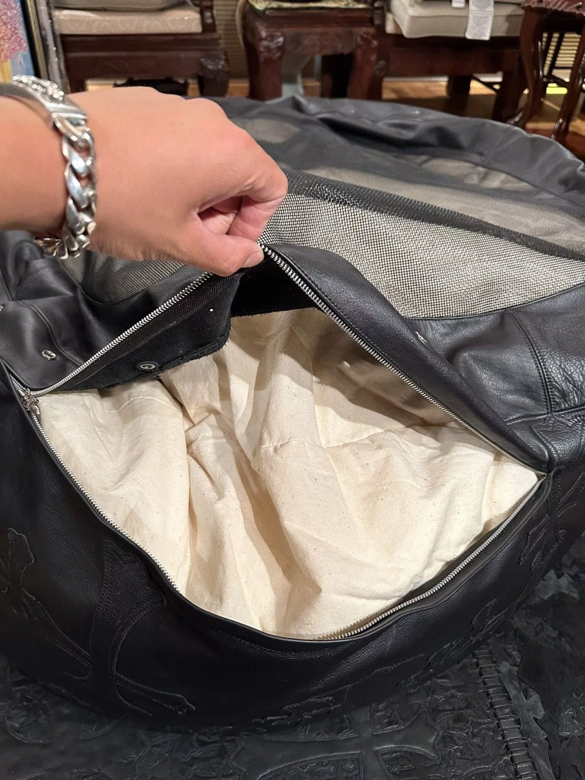 Chrome Hearts Miscellaneous Chrome Hearts Leather Bean Bag Black