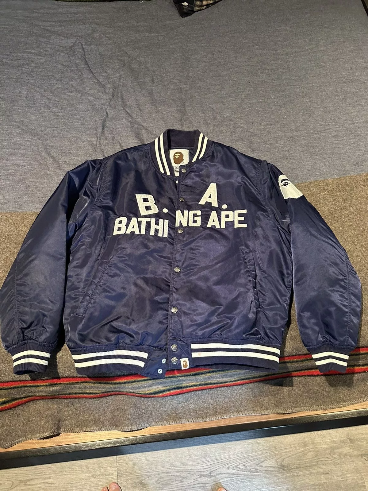 Bape Bombers Bape Baseball Jacket Blue