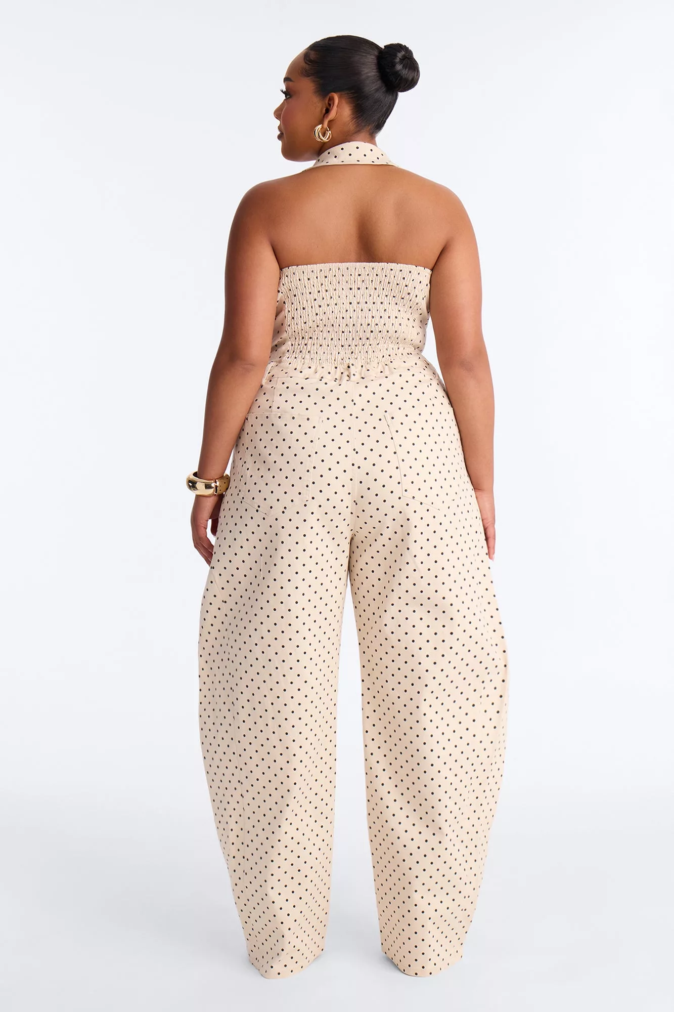 Bella Polka Dot Barrel Jumpsuit - Cream