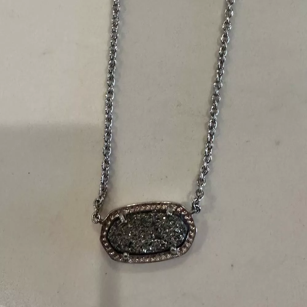 Kendra Scott Necklaces Kendra Scott Elisa Platinum Drusy Silver Chain Necklace
