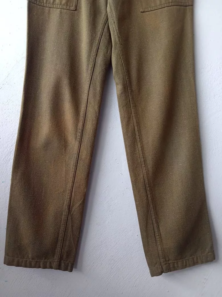 Global Work Cropped Pants Global Work Herringbone Army Style Pants Brown