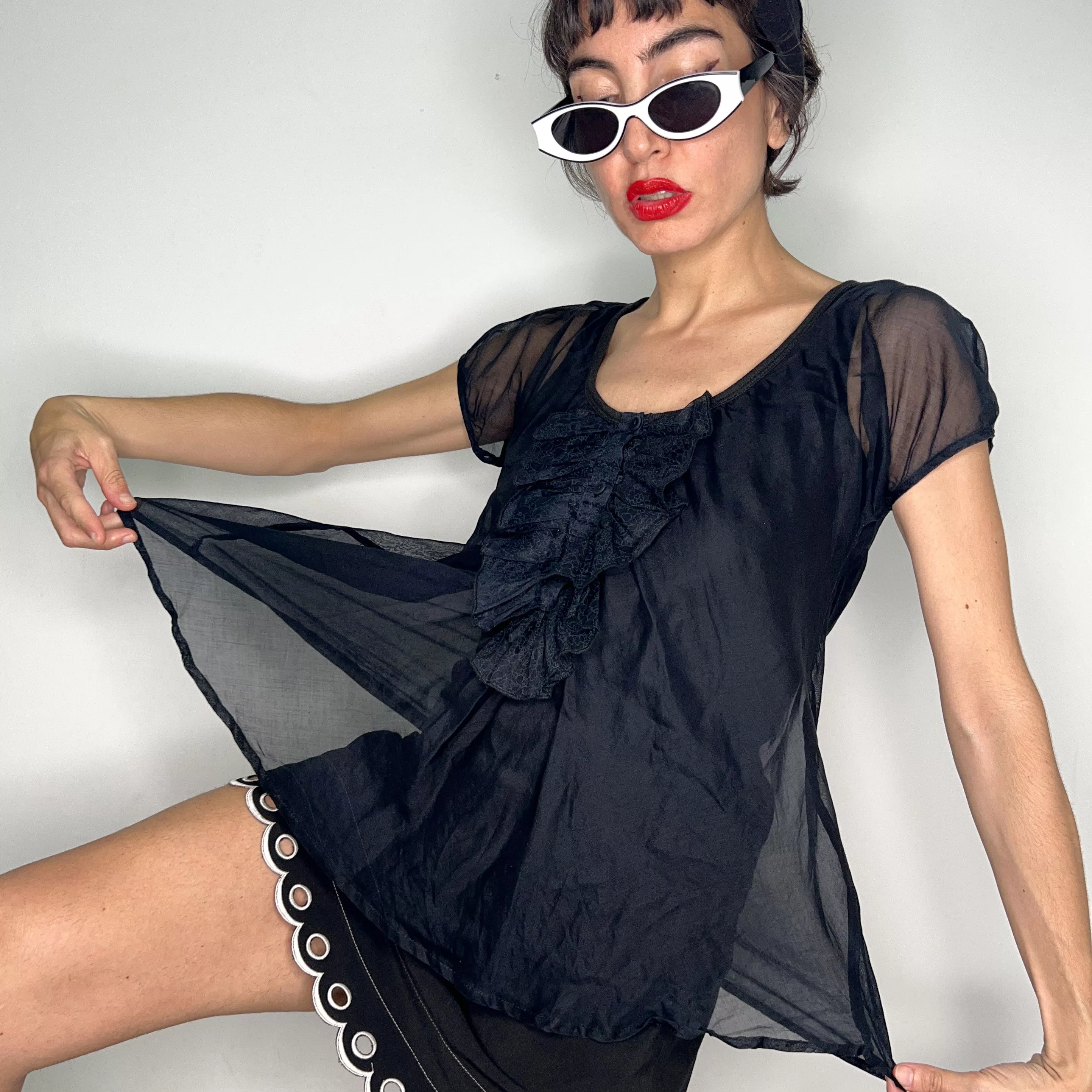 See by Chloe Blouses See by Chloe black cotton silk blouse top