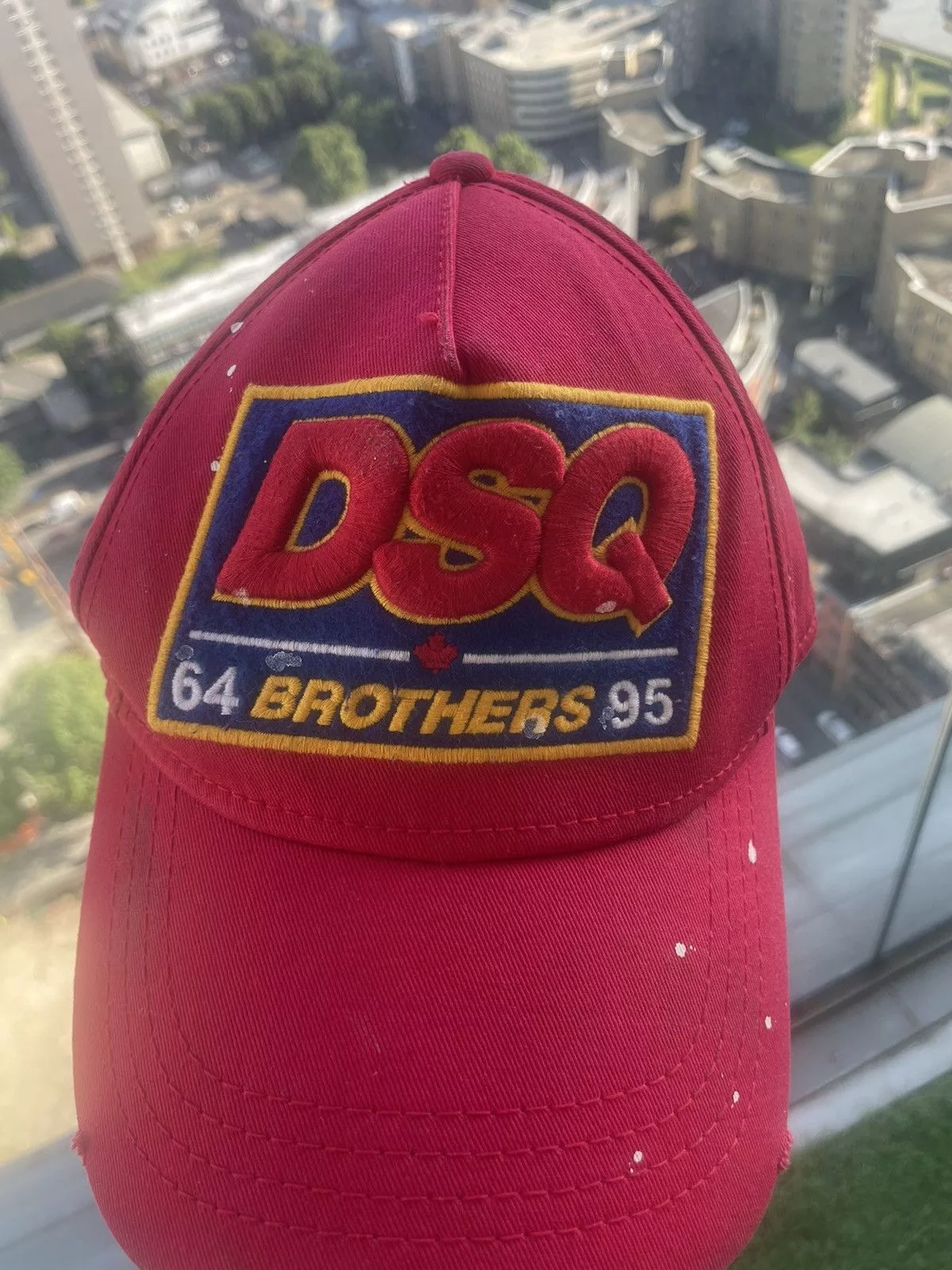 Designer Hats Designer × Dsquared2 Dsquared2 Red Distressed Baseball Cap