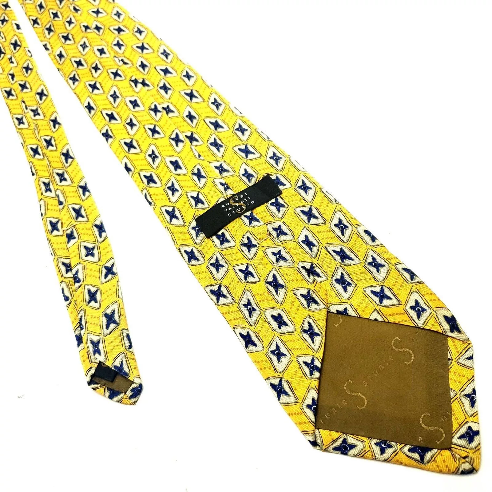 Robert Talbott Ties Pocketsquares Robert Talbott Studio Yellow Silk Tie Woven Wide Geometric