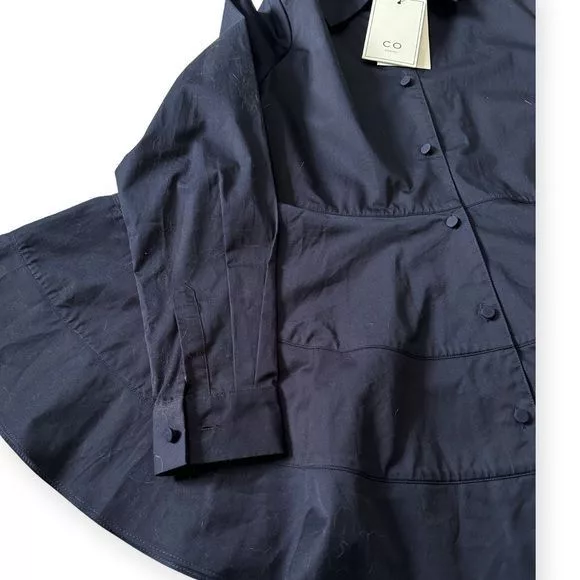 CO Button Ups NWT CO Navy Blue Tiered Button Down Cotton Shirt, Size M