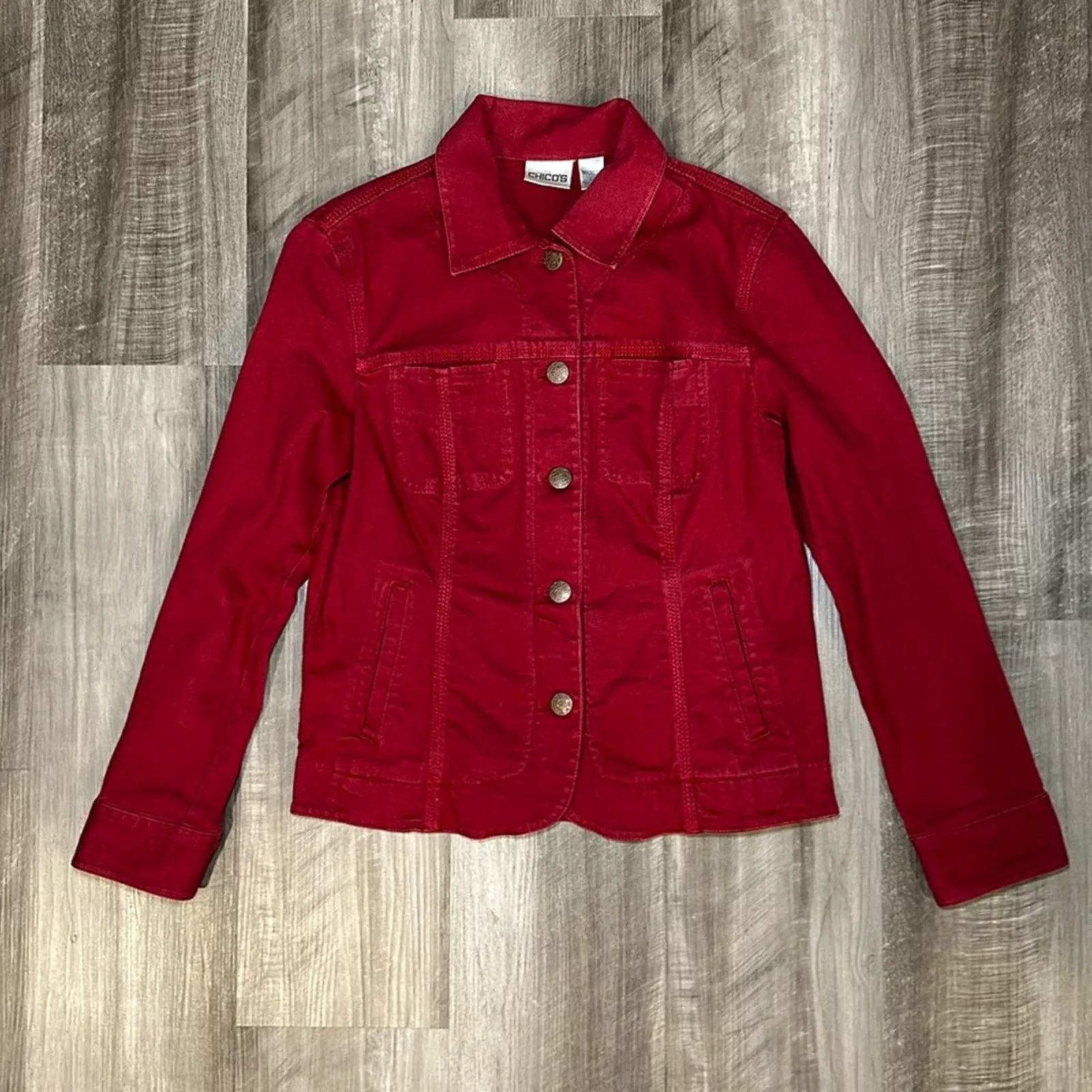 Chicos Jackets Chicos Chico’s Floral Embroidered Denim Stretch Jacket - 0 (Small)