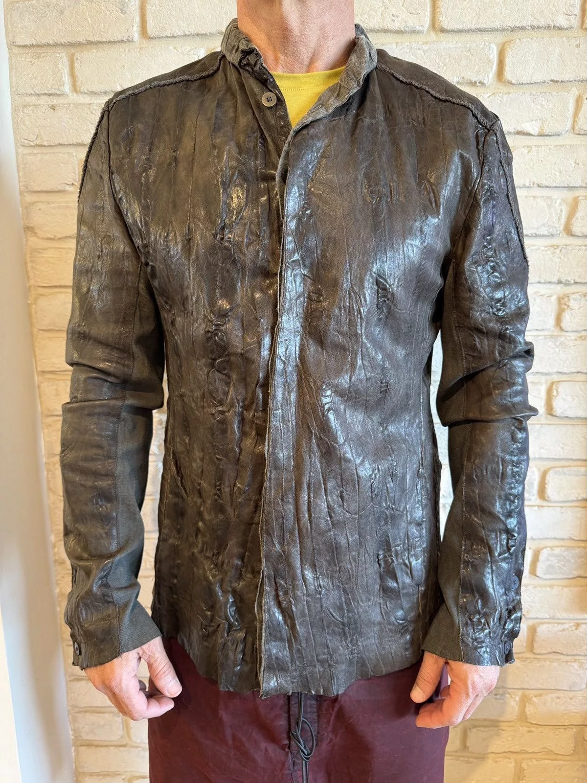Transit Leather Jackets Transit crinkled effect leather jacket Green