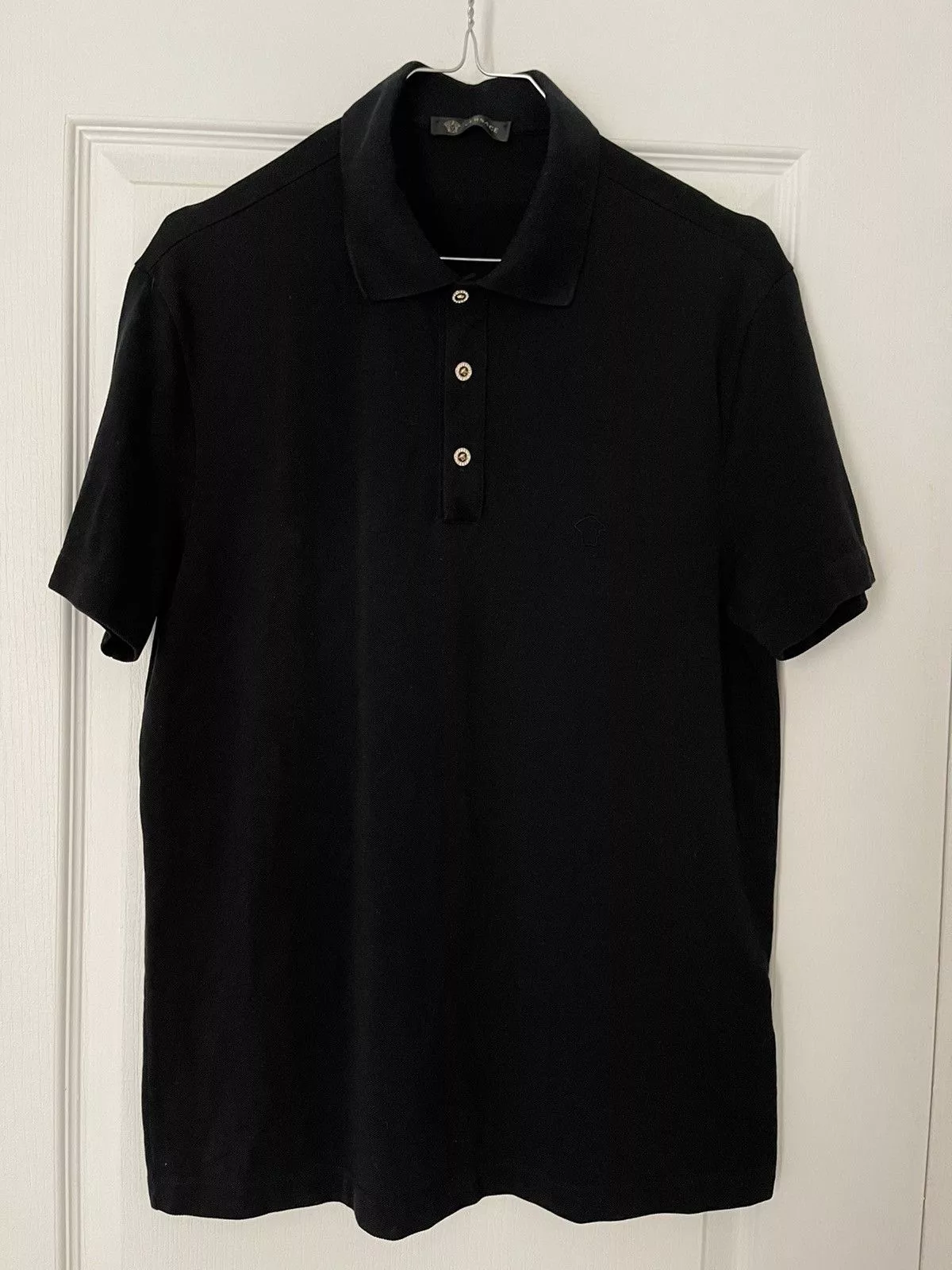 Versace Polos Versace polo short sleeves jewels buttons Black