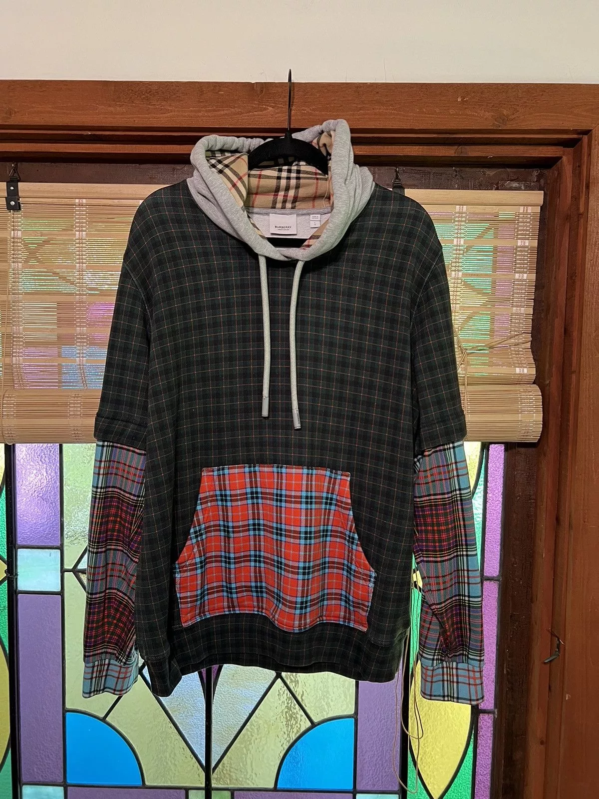 Burberry Light Jackets Burberry green patchwork hoodie